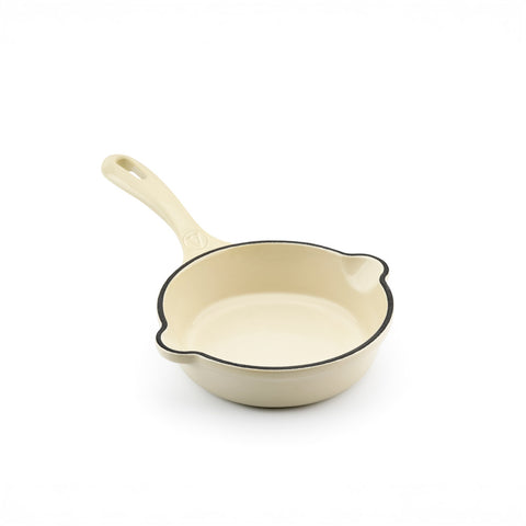 Sartén pequeño de batería Sable White Victoria con interior crema y dos vertedores