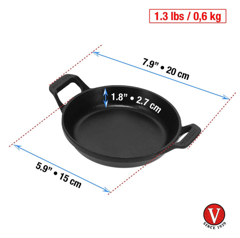 Mini cazuela Victoria con medidas señaladas de 20×15 cm y peso de 0.6 kg