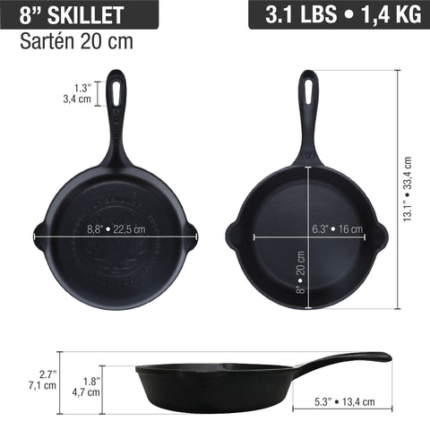 Sartén 20 cm de hierro fundido esmaltado Victoria, medidas, foto 5