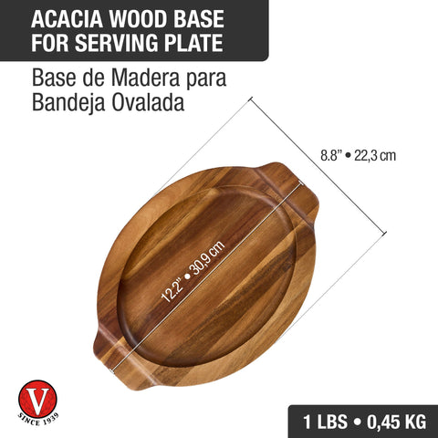 Base para bandeja 29 × 19 cm de madera de acacia Victoria, medidas