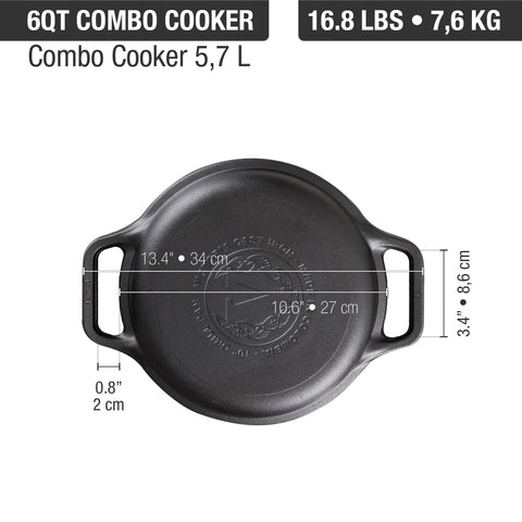 Combo cooker 5.7 L de hierro fundido Victoria, medidas, foto 4