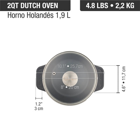 Olla 1.9 L con tapa de vidrio de hierro fundido Victoria, medidas, foto 4