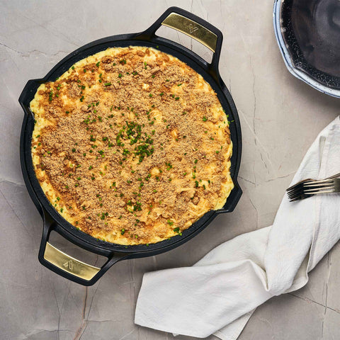 Paellera Soft Victoria con preparación gratinada y hierbas, vista superior