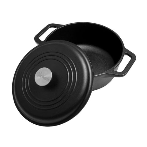 Olla de 3.8 L Victoria abierta con tapa inclinada al frente