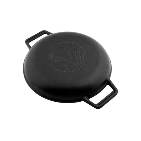 Sartén doble asa grill 25 cm de hierro fundido esmaltado Victoria, reverso