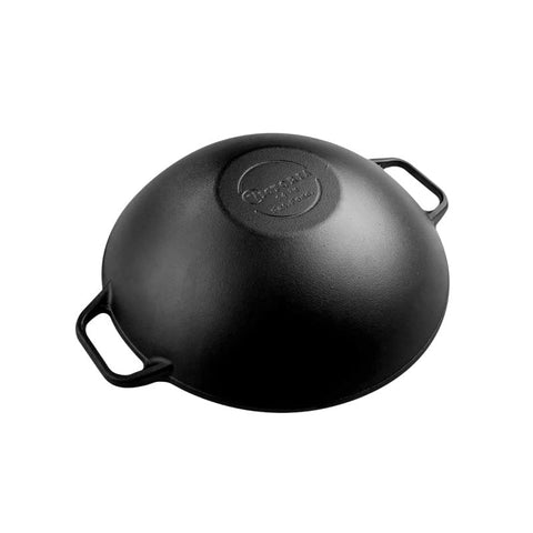 Sartén wok 35.5 cm de hierro fundido esmaltado Victoria, reverso
